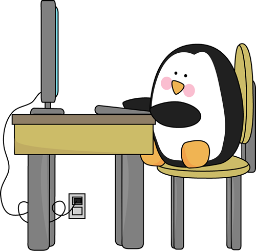 A Penguin At A Computer